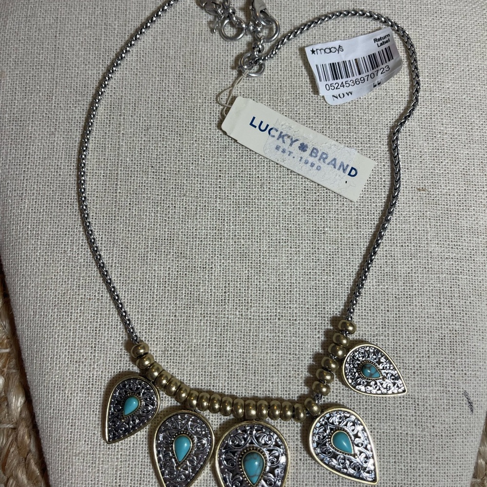 Lucky Brand Silver and Blue Bohemian Necklace